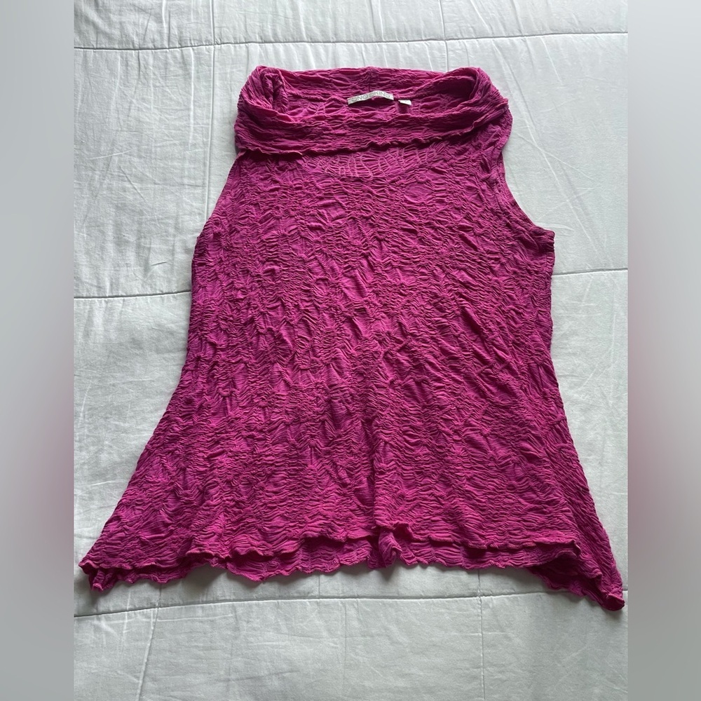 Snoskins Pink Textured Knit Sleeveless Cowl Tunic Tank Top Large Lagenlook Chic‎